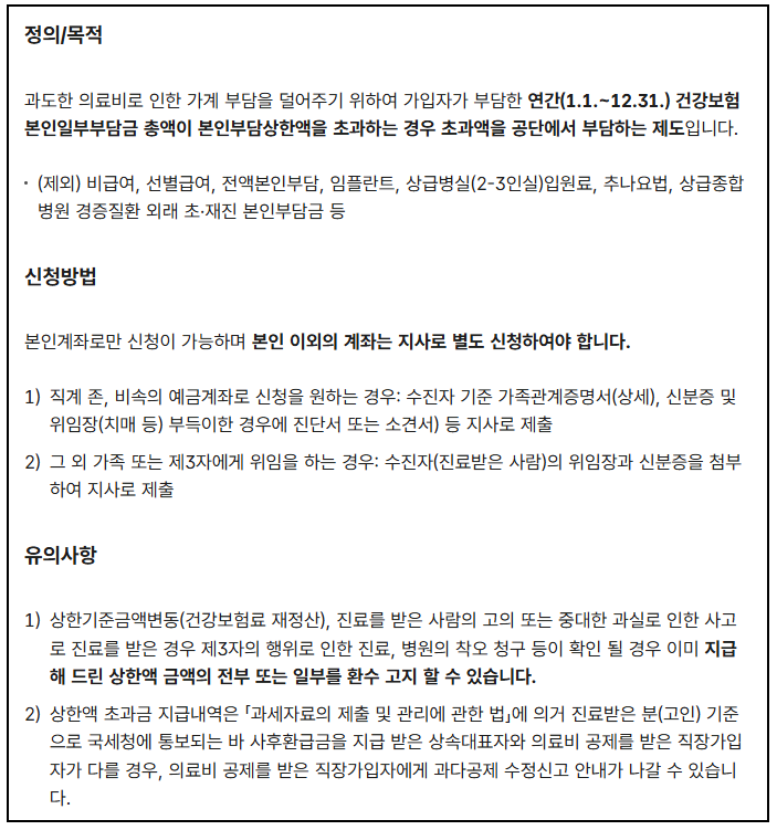 본인부담상한액 초과금 신청
