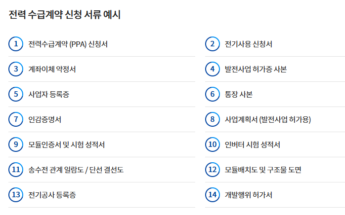전력수급계약 신청서류
