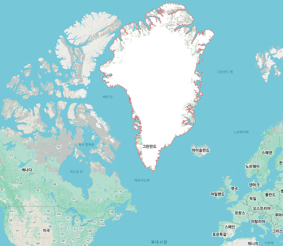 그린란드 섬 위치 지도