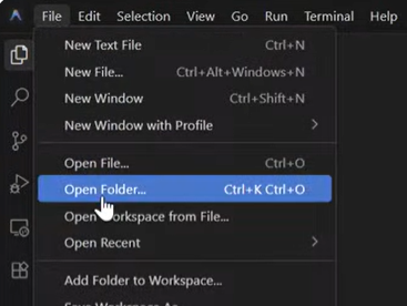프로젝트 폴더 연결 (오픈 폴더)