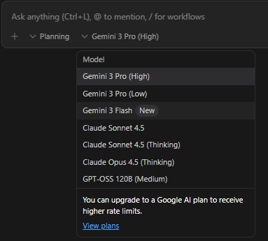 AI 모델 설정 (에이전트 매니저 패널 모델 선택)