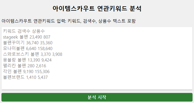 아이템스카웃 연관키워드 복붙할 프로그램 내 위치