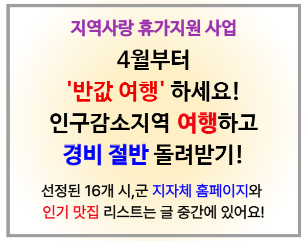 인구감소지역 반값 여행 10만원 환급 신청 방법