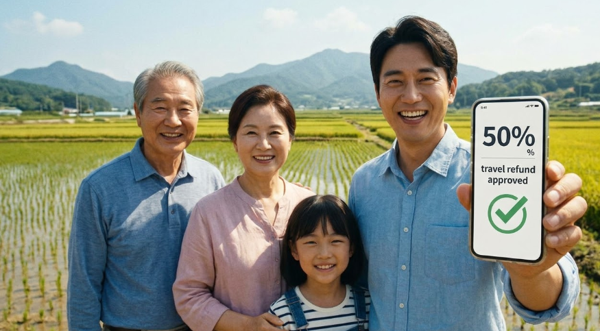 지역사랑 휴가지원제 모바일 승인 화면 및 여행지 풍경