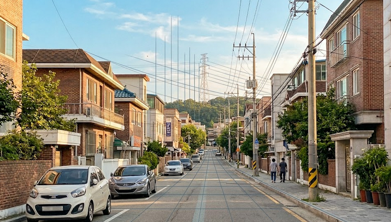 송전탑/변전소 근처 전기요금 할인 철탑 인근 주택가 전경