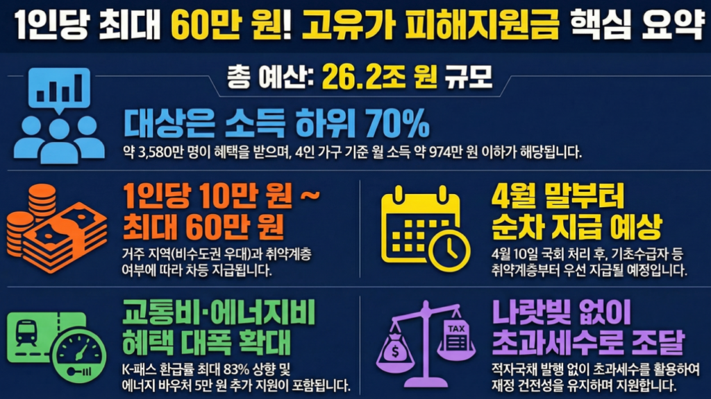 고유가 피해지원금 1인당 최대 60만원 지원