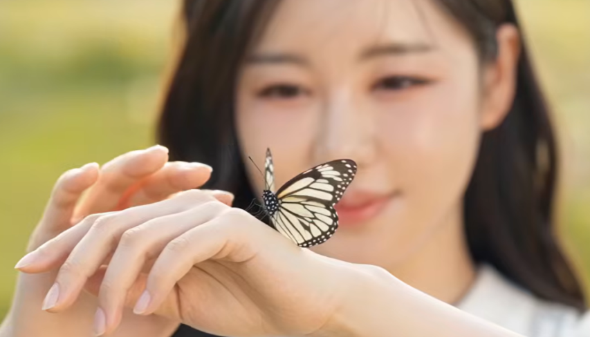 송가인 손등에 나비가 앉았다